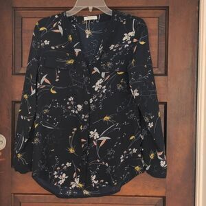 Size Small - Navy Blue Button Up Blouse - Brand New